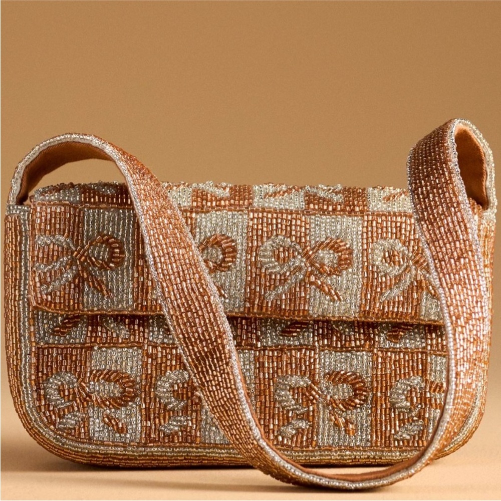 NWT Fiona Beaded Bag Bow Edition - Rose Gold